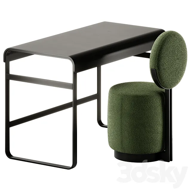 Alphabet Desk and Beauty Swivel Chair by Saba Italia 3D Model