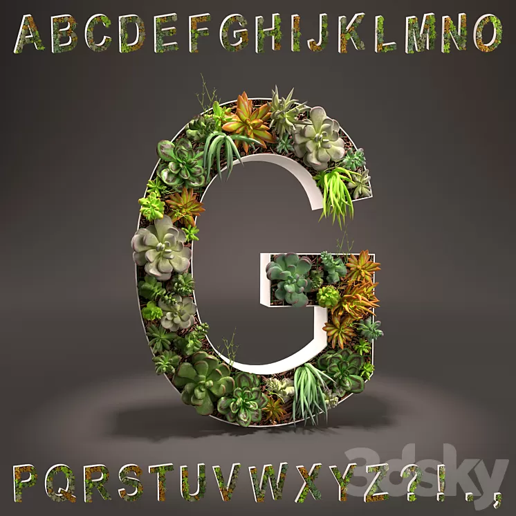Alphabet made of sedum - alphabet from sedum 3D Model