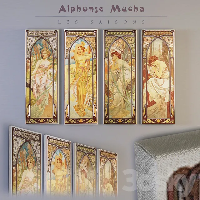 Alphonse Mucha. Time of the day. 3D Model