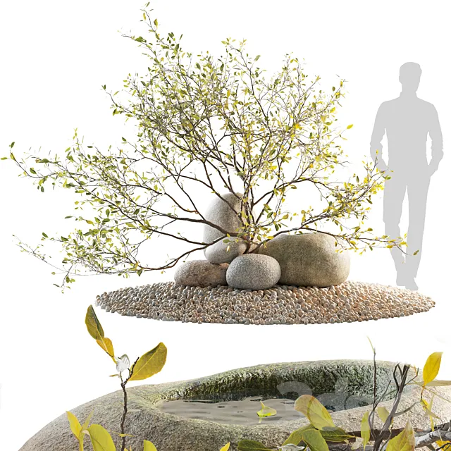 Alpine slide in Japanese style rock garden 3DModel