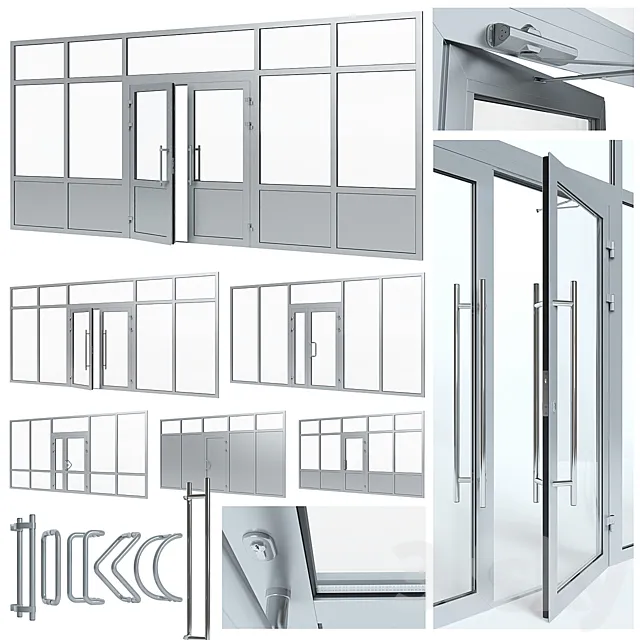 Aluminium door with partitions Free Download
