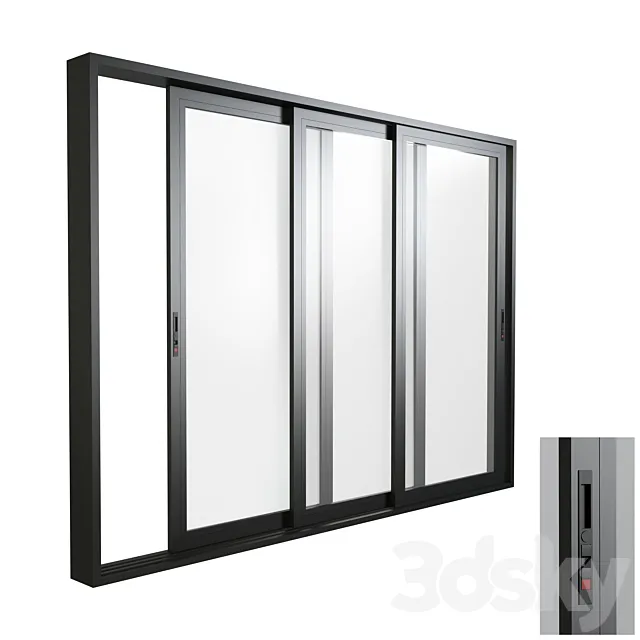 Aluminum Sliding Triple Door & Window 3D Model