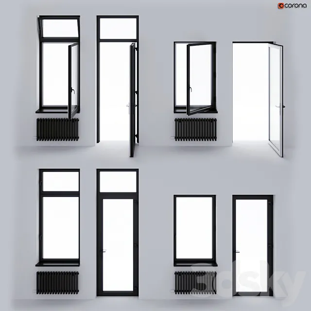 Aluminum window and balcony door ALUMIL 3D Model