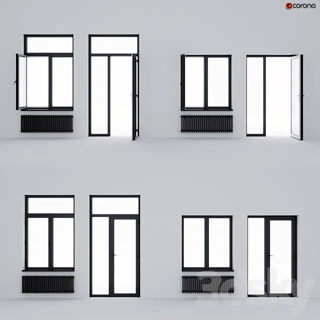 Aluminum window and balcony door ALUMIL 3DModel