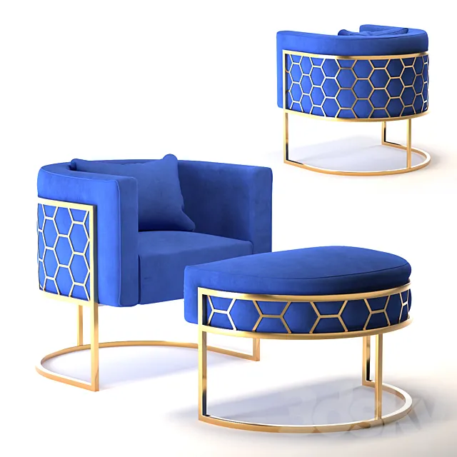 Alveare tub chair Brass 3D Model