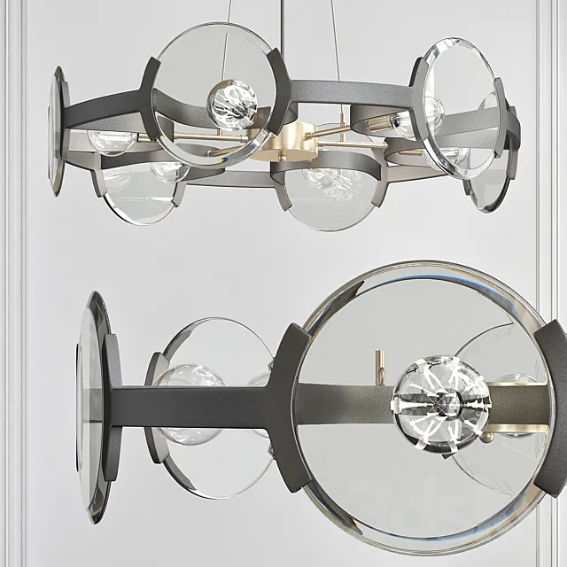 Amari 6 Light Black with Aged Brass Accents Chandelier 3D Model