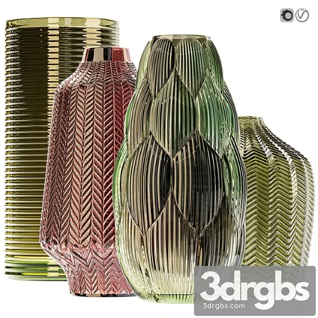 Amazing Glass Vases Set For Interior 3D Model Free
