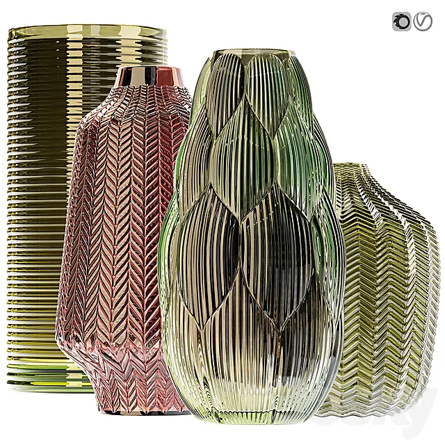 Amazing glass vases set for interior 3DModel