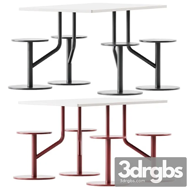 Ambrogio Four Table With Integrated Seats By Belca 3D Model Free