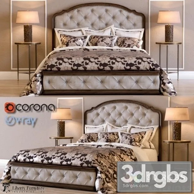 Amelia Queen Upholstered Bed 3D Model Free