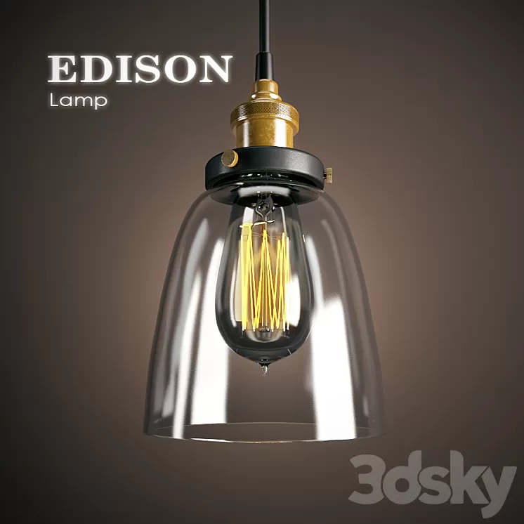 American country industrial Edison Lamp 3D Model