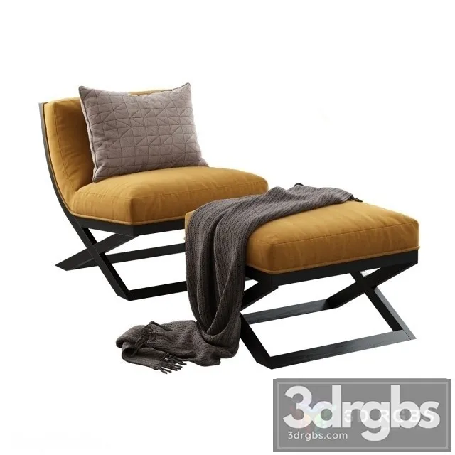 American Leather Tori Armchair Ottoman 3D Model Free