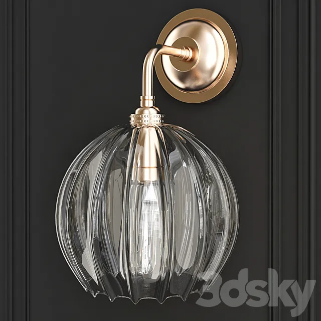 American Retro Copper Wall Lamp 3D Model