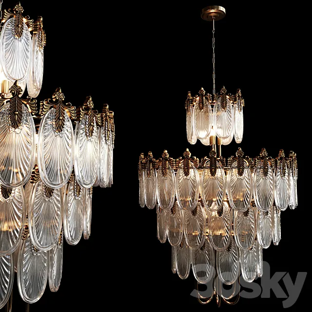 American retro glass chandelier 3D Model
