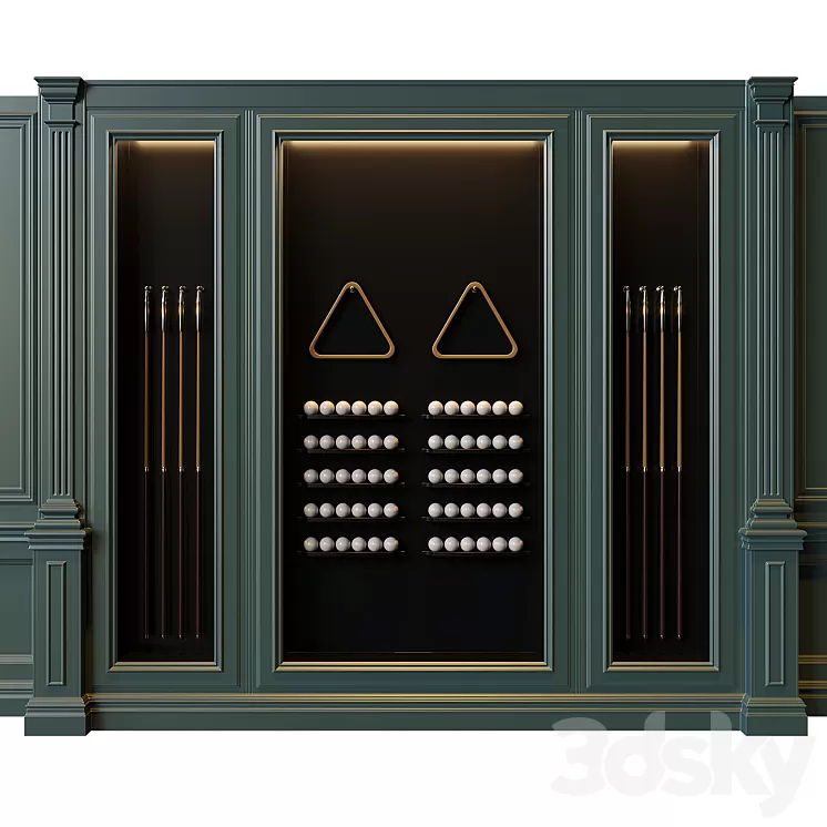 American style billiard cabinet 3D Model