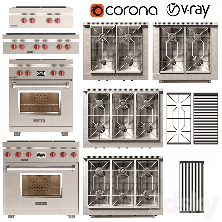 American Style Wolf Oven 30.36 Inches 3D Model