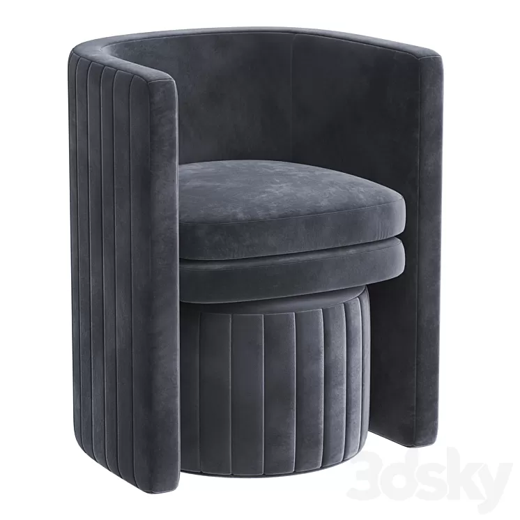 Ammillion Barrel Chair and Ottoman 3D Model Free