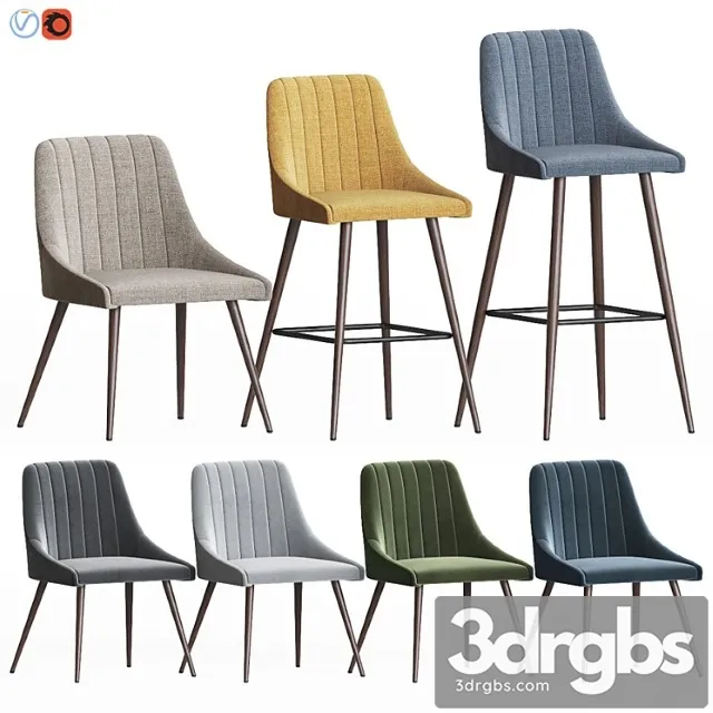 Amos chair set 2 3D Model Free