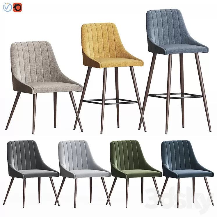 Amos chair set 3D Model