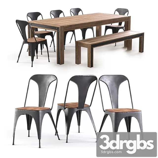 Amos table and chairs 2 3D Model Free