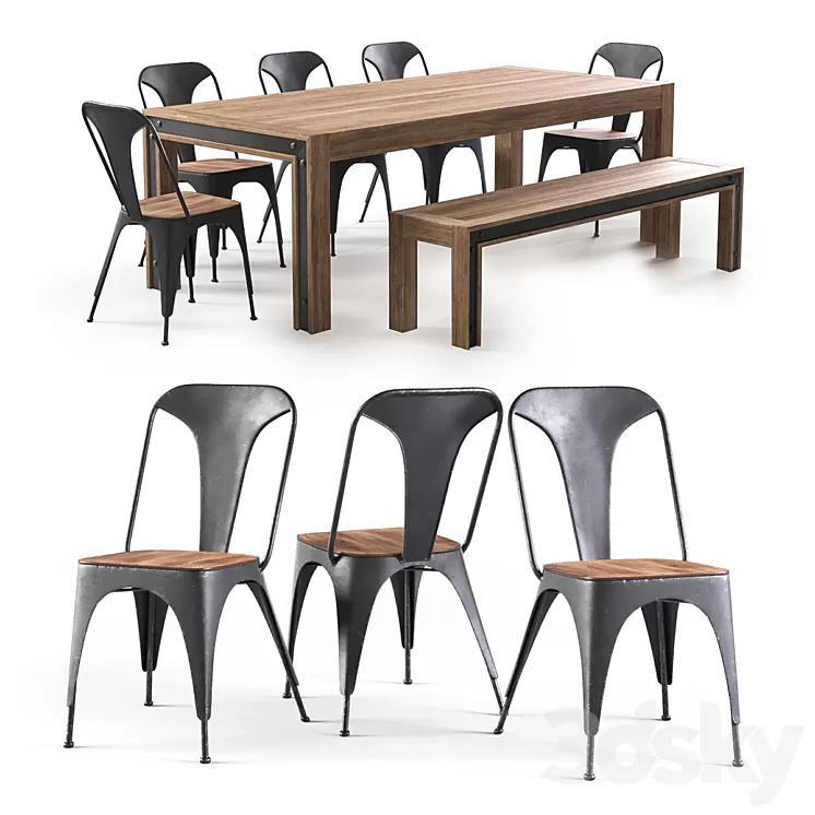 Amos table and chairs 3D Model