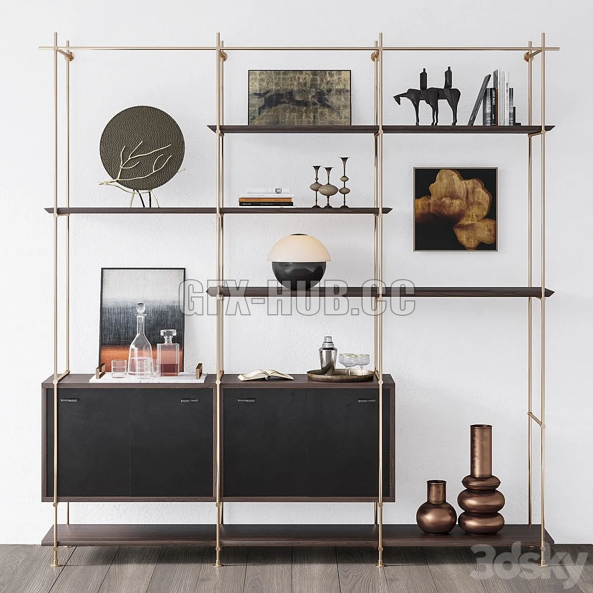 Amuneal 3 Bay Collector’s Shelving Unit 3D Model