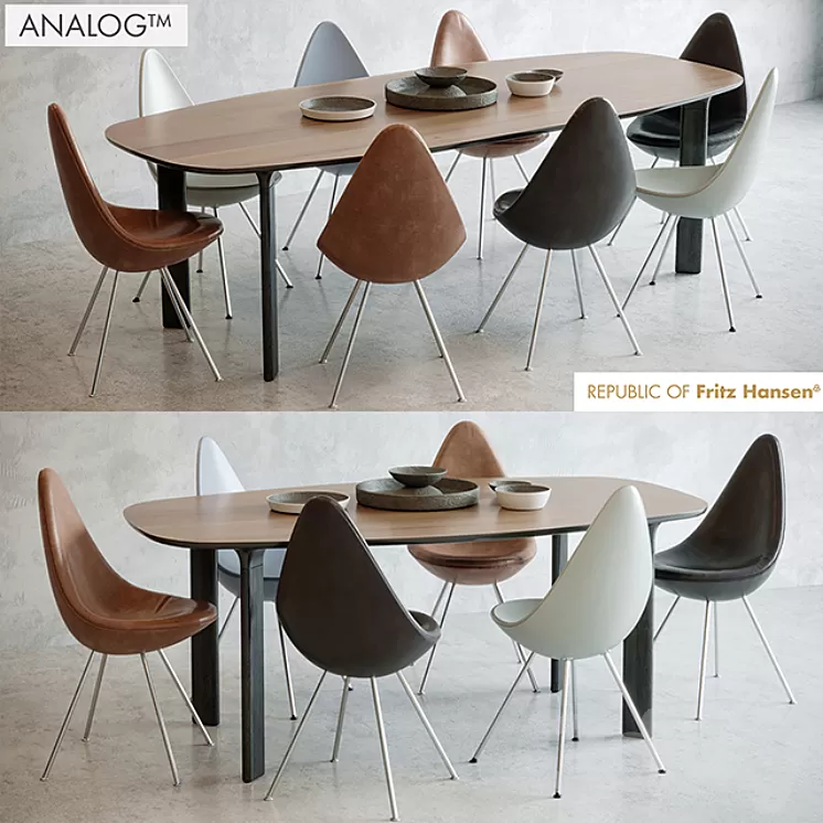 Analog table Drop chair 3D Model