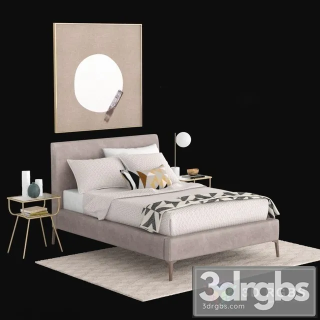 Andes Deco Upholstered Bed 3D Model Free