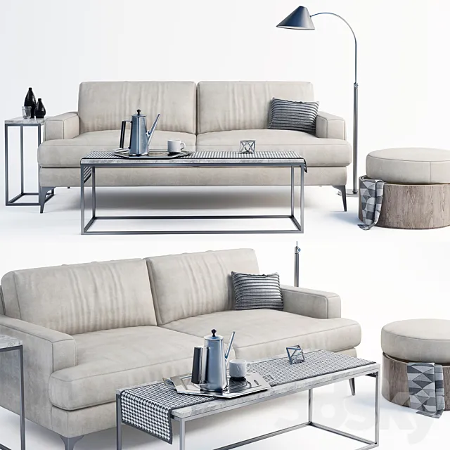 Andes west elm sofa set 3DModel