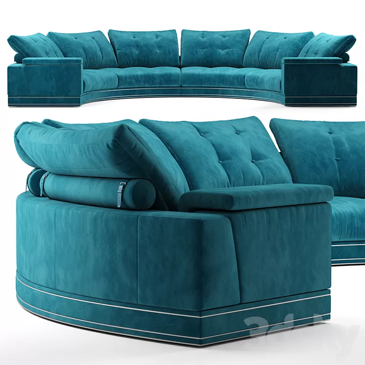 Andrew round sectional velvet sofa - Fendi Casa 3D Model