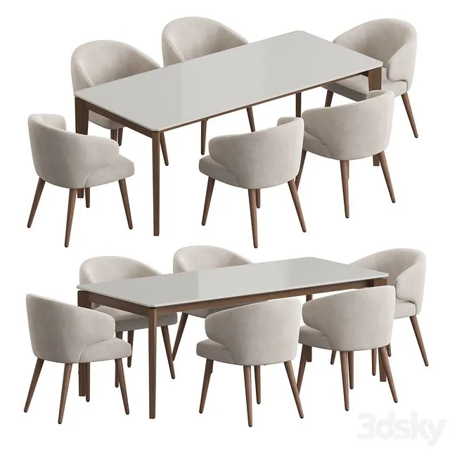Angel Cerda Nogal Aston dining set 3D Model
