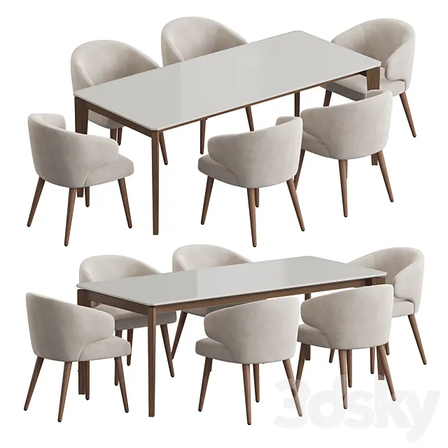 Angel Cerda Nogal Aston dining set 3D Model