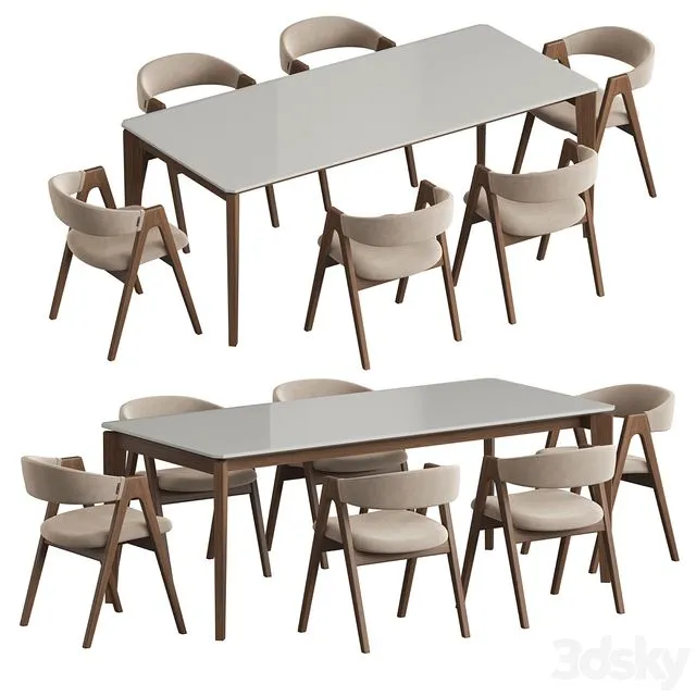 Angel Cerda Nogal Dublin Dining set 3D Model