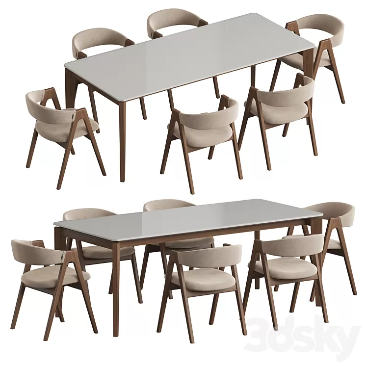 Angel Cerda Nogal Dublin Dining set 3D Model Free