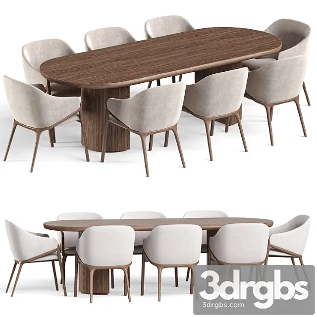 Angelcerda Chair Moon Table Dining Set 1 3D Model Free