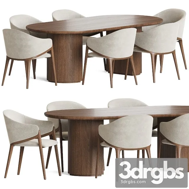 Angelcerda Chair Moon Table Dining Set 3D Model Free