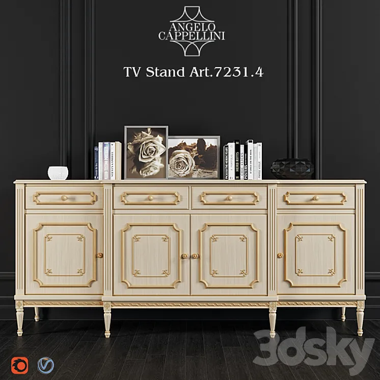 Angelo Cappellini TV Stand Art.7231 / 04 3D Model Free