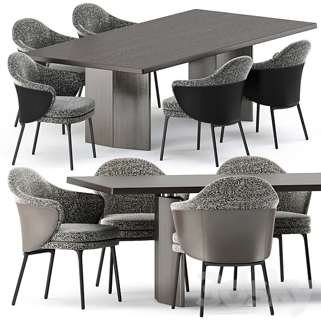 ANGIE CHAIR and MORGAN Table by Minotti 3DModel