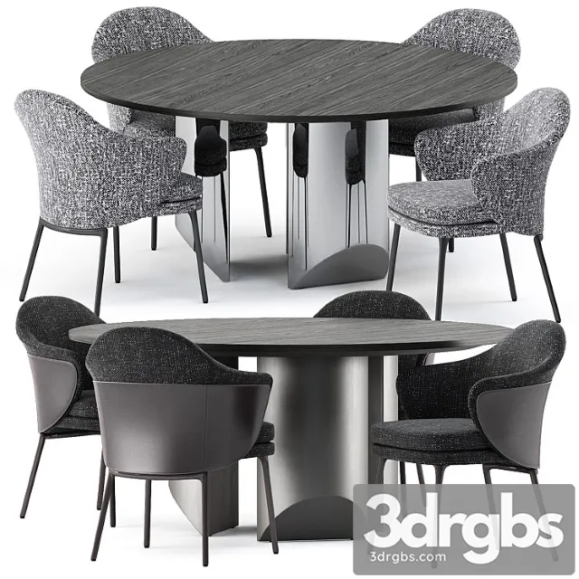 Angie Chair and Wedge Table by Minotti 3D Model Download