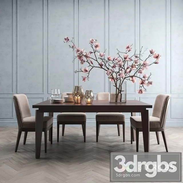 Angled Leg Table and Chair 3D Model Free