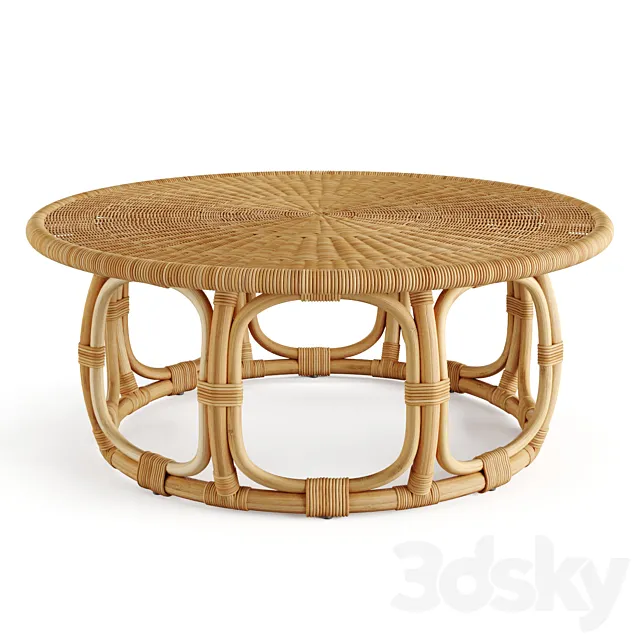 Anguilla Rattan Coffee Table Serena & Lily 3D Model