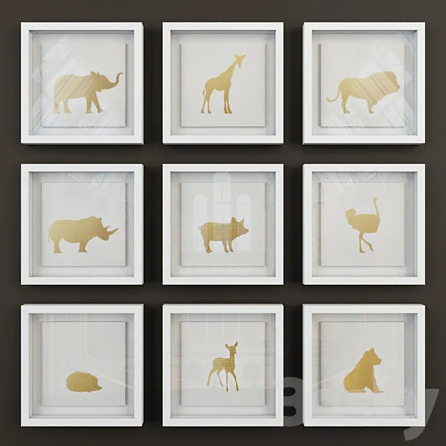 ANIMAL SILHOUETTE METALLIC FOIL ART 3DModel