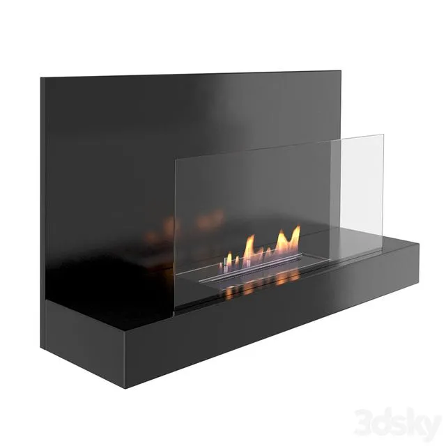 Animated fireplace Clement Nero -Bianco 3D Model