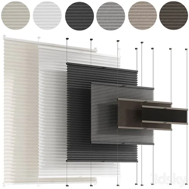 Animated pleated curtains 3D Model