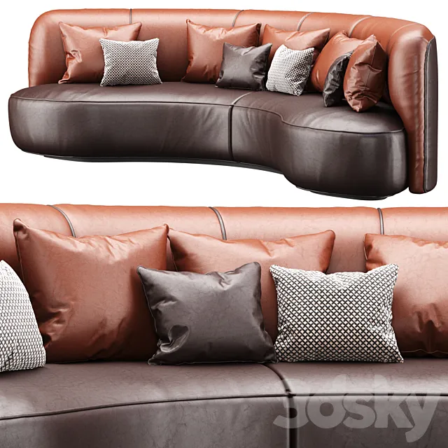 Annabel leather round sofa LS08 _ Leather semicircular sofa Free Download