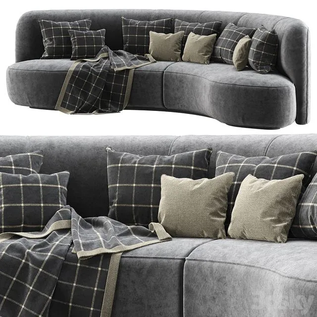 Annabel velor round sofa VS09 Semicircular modern velor sofa 3D Model