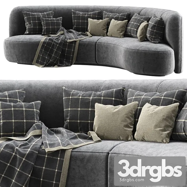 Annabelle Velor Round Sofa Vs09 Semicircular Modern Velor Sofa 3D Model Download