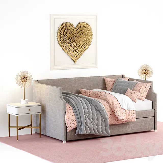 ANNIKA UPHOLSTERED DAYBED WITH TRUNDLE. Restoration Hardware 3DModel