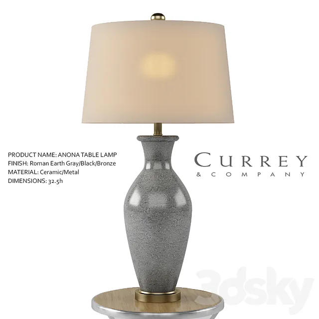 Anona Table Lamp – Currey & Company 3D Model