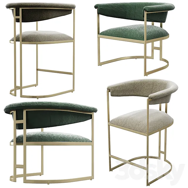 Anouka armchair and barstool from hamilton conte 3D Model